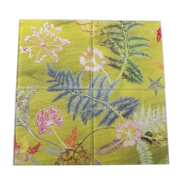 Now That's Something - Lime | Pink & Green Set of Glass Coas for wholesale by Gillian Arnold