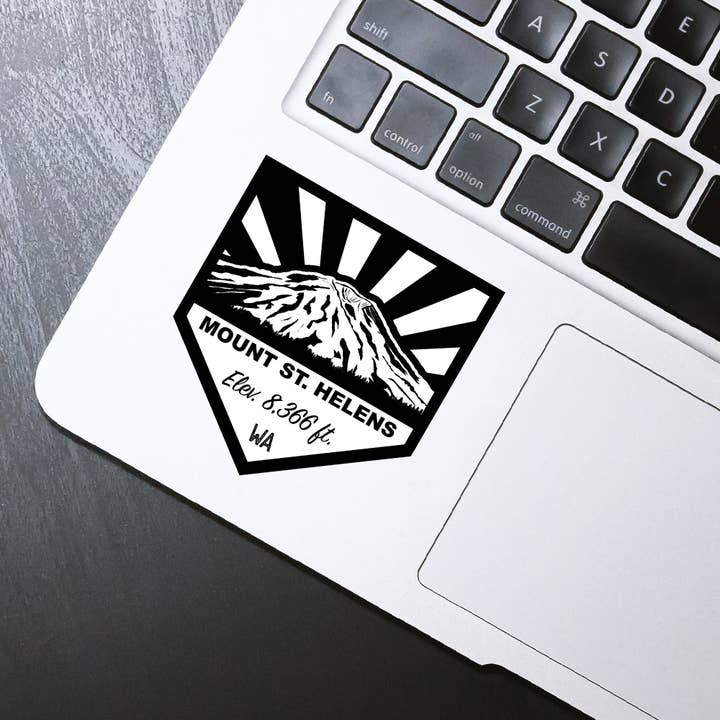 HackStickers - Wholesale Sticker - Mt. St. Helens Sticker (B/W)1