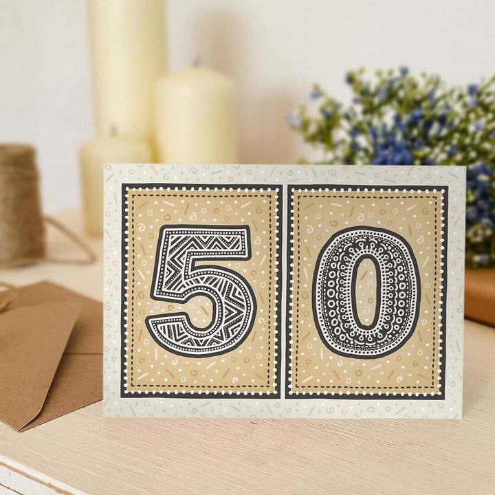 Jess A Little Creative - Wholesale Birthday Card - Unique Gold 50th Birthday Card3