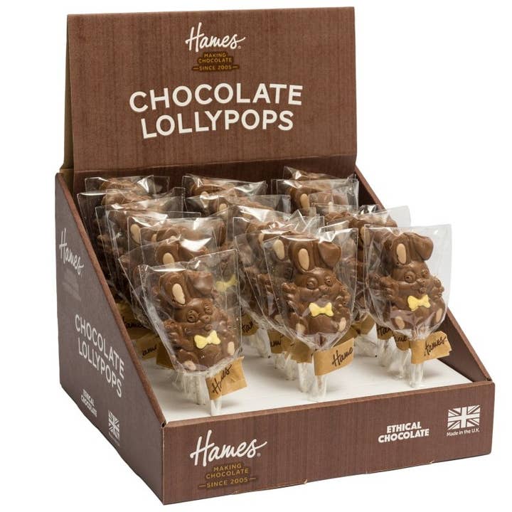 Hames Chocolates – wholesale Lollipop – UK ONLY. Milk Chocolate Standing Bunny Lollipops2
