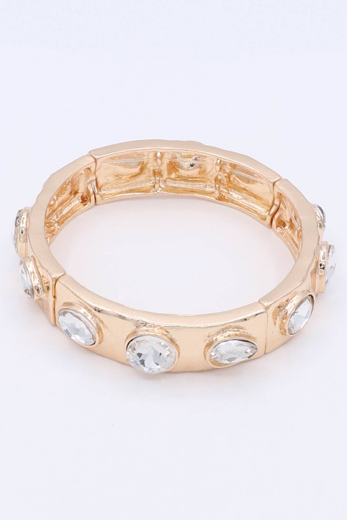 Mint & Shine - Vente Bracelet jonc - Bracelet extensible en métal avec cristaux facettés4