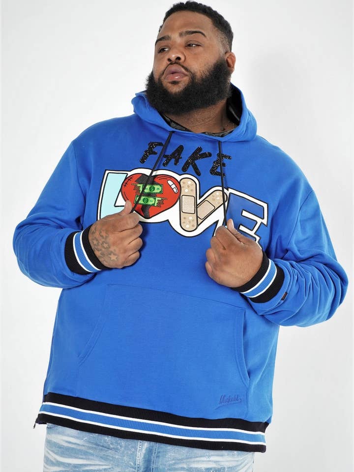 M4760 Fake Love Hoodie - Royal voor wholesale door Makobi