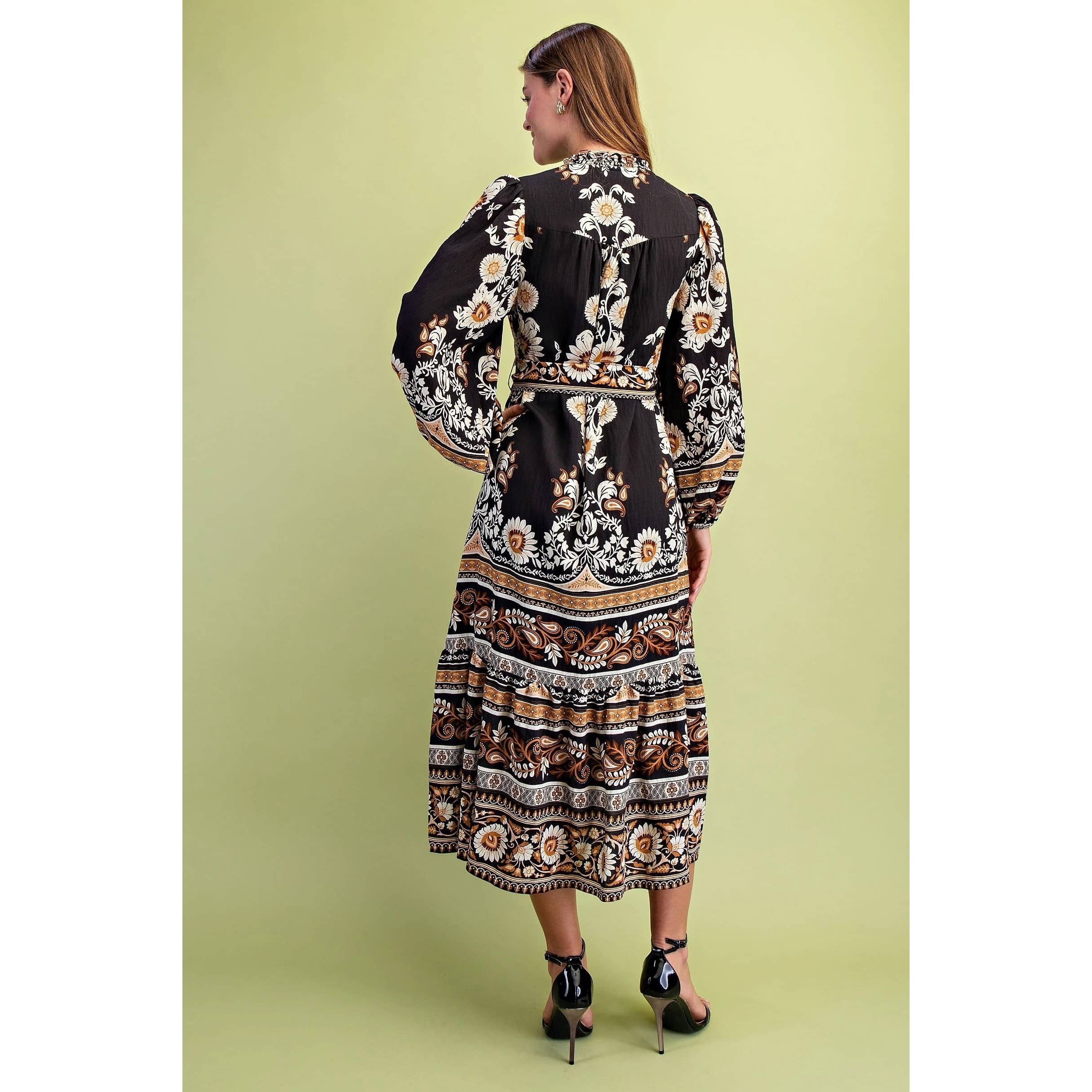 STYLE USA - Wholesale Dress - Women's - Floral Print Midi Dress4