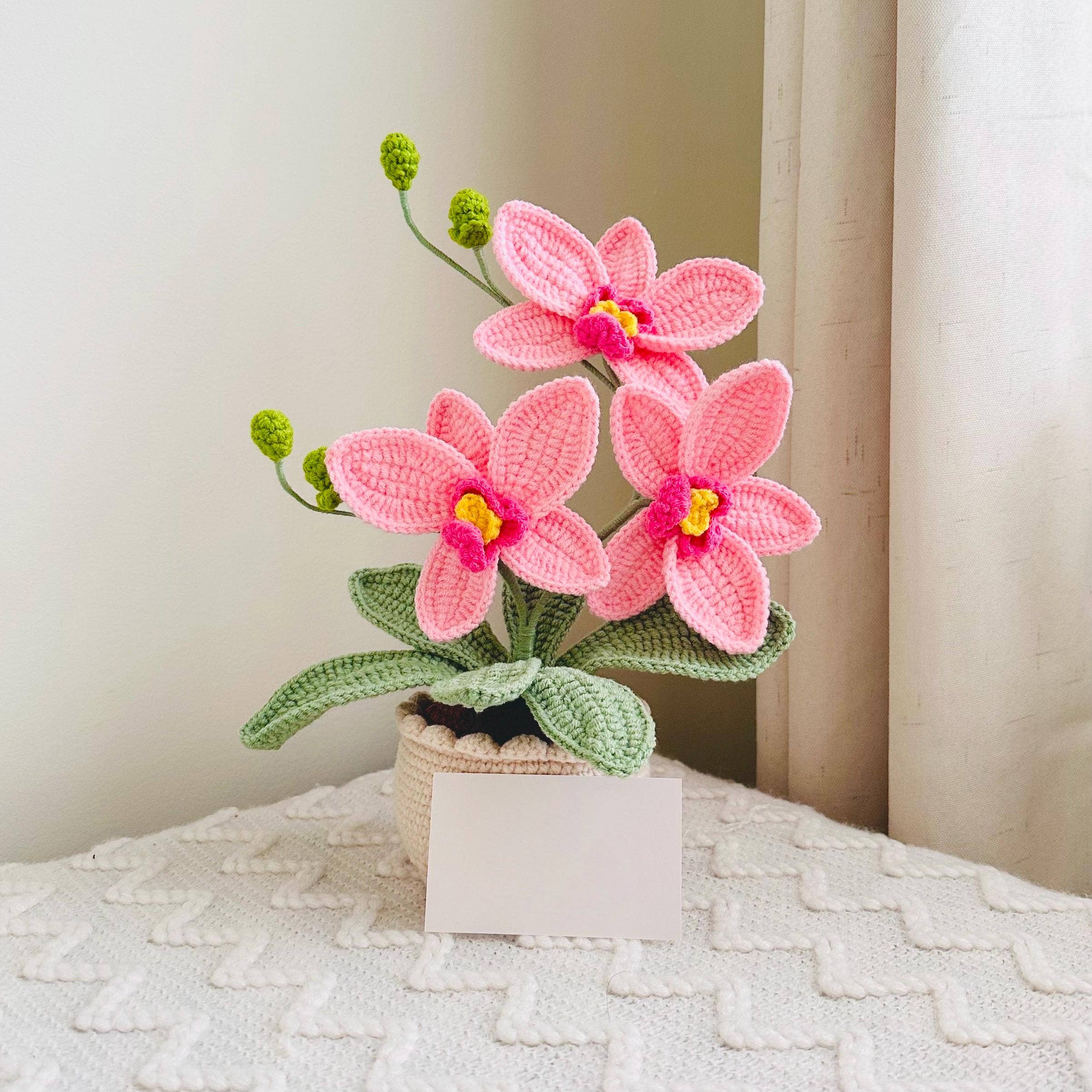 TOMOPOD LLC - Vente Peluche – enfant et bébé - Orchidée au crochet, Fleur au crochet, Décoration d'orchidée faite main pour la maison0