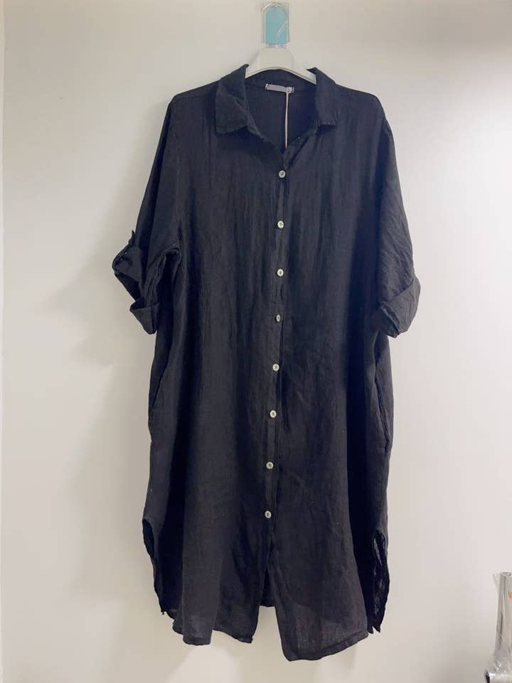Happy look - Wholesale Dress - Women's - 93190L linen shirt dress7