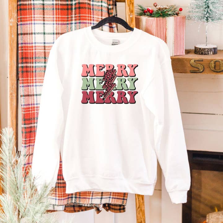 Merry Merry Merry Sweatshirt for wholesale by Light & Shine