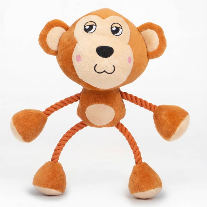 Ropez - Jouet pour chien avec corps en corde et grande tête Jungle Friends - Singe pour la vente par Silver Paw