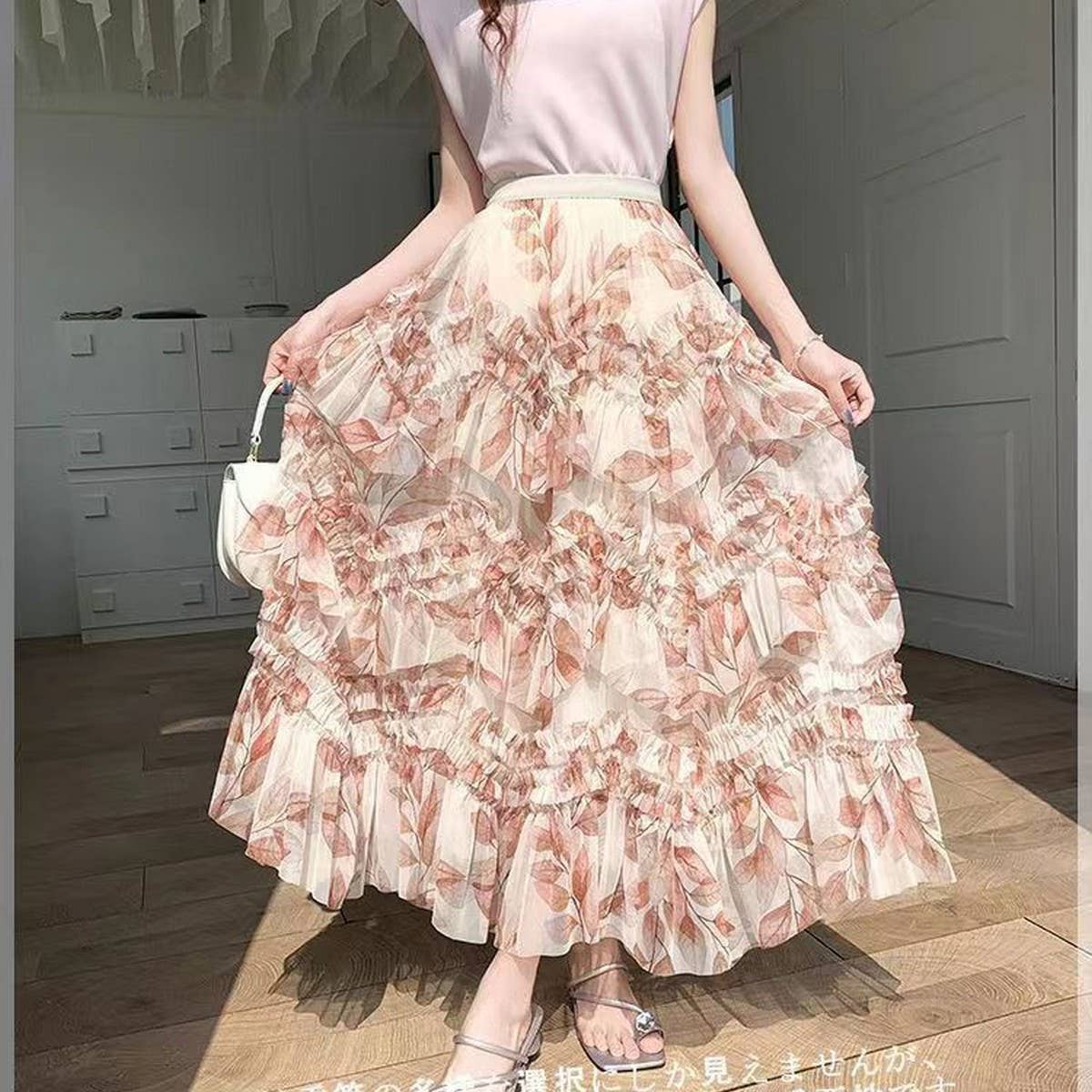 ACCITY - Wholesale Skirt - Women's - LAYERING TULLE SKIRTS WITH FLORAL PRINTS_CWBLS040021