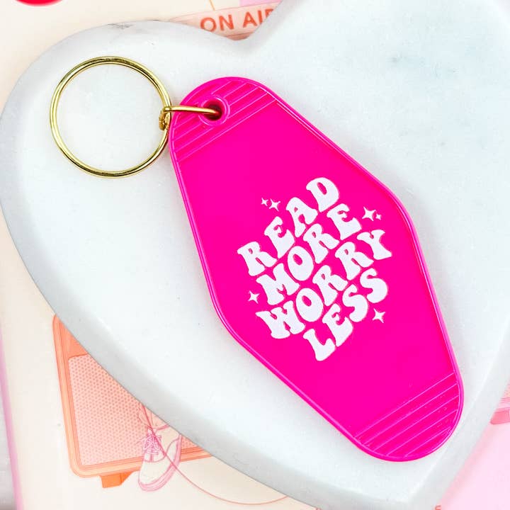 Read More Worry Less Motel Keychain for wholesale by The Swoon Room