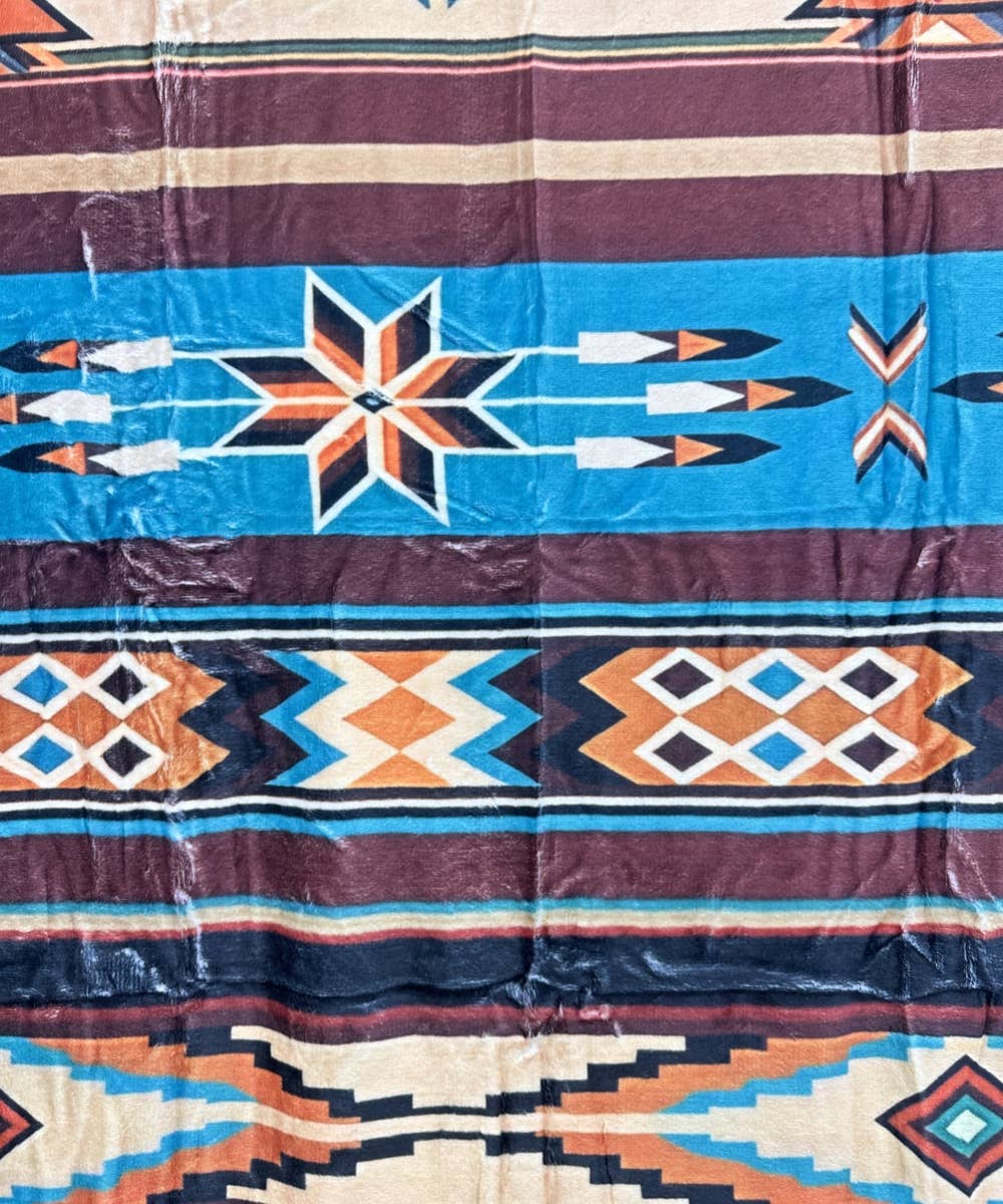 DESHENG ENTERPRISE - Wholesale Throw Blanket - AZTEC WESTERN PRINT FLANNEL BLANKET   1