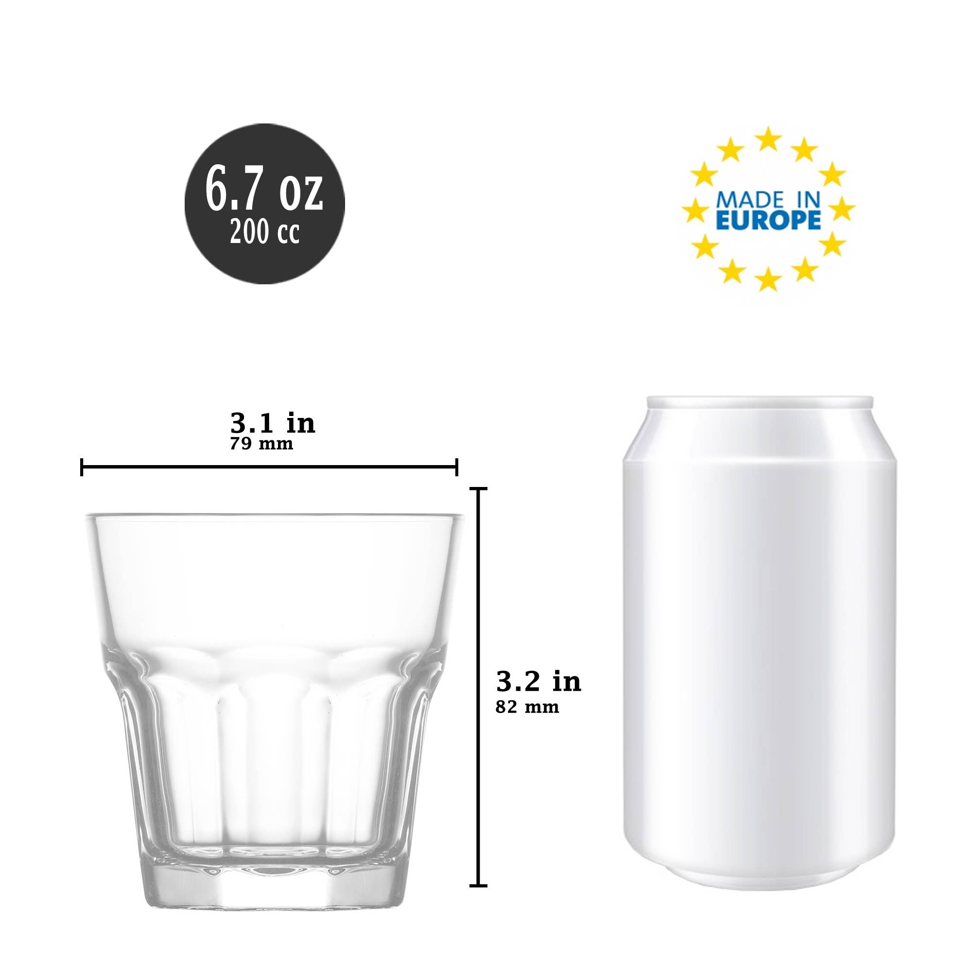 Hakan - Wholesale Drinking Glass/Cup - Water Drinking Glasses Set of 6, Glass Tumbler 6.7 oz2