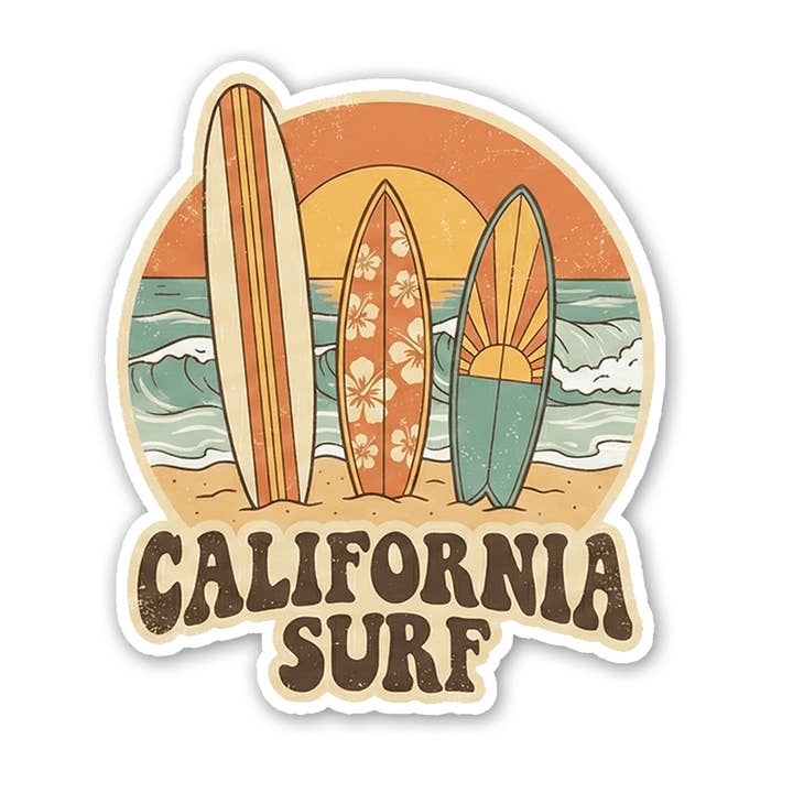 California Surf - Retro sticker for wholesale by Sticker Atlas