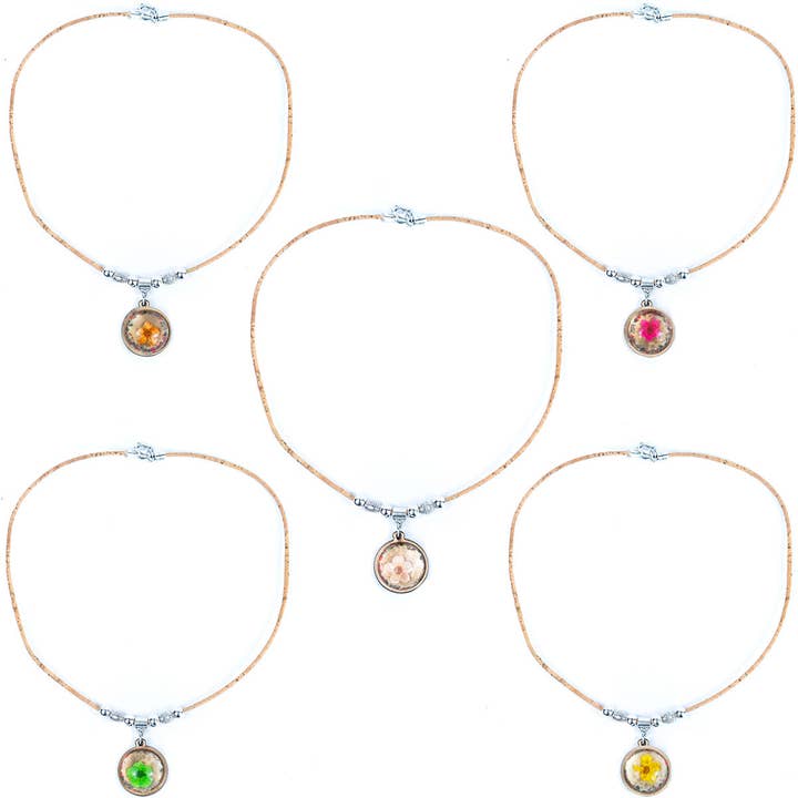 2mm round Natural Cork Handmade necklace colar women necklace N-309-5 (random) for wholesale by Meninas Bonitas Cork