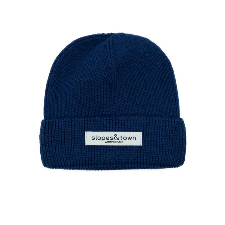 Gorro de lana merina para niños azul marino para venta al por mayor de Slopes&Town