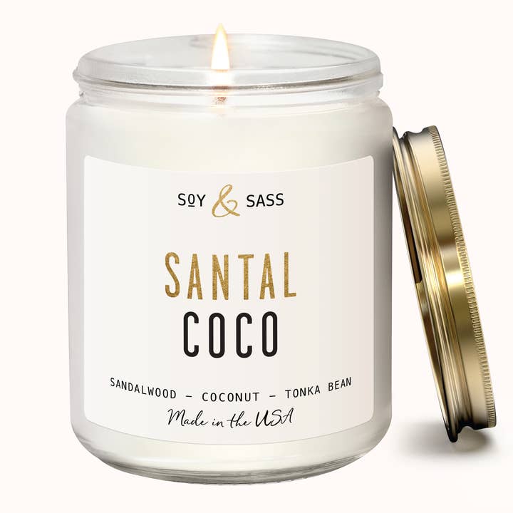 Santal Coco 7.2 oz Soy Candle Home Decor & Gifts for wholesale by Soy and Sass