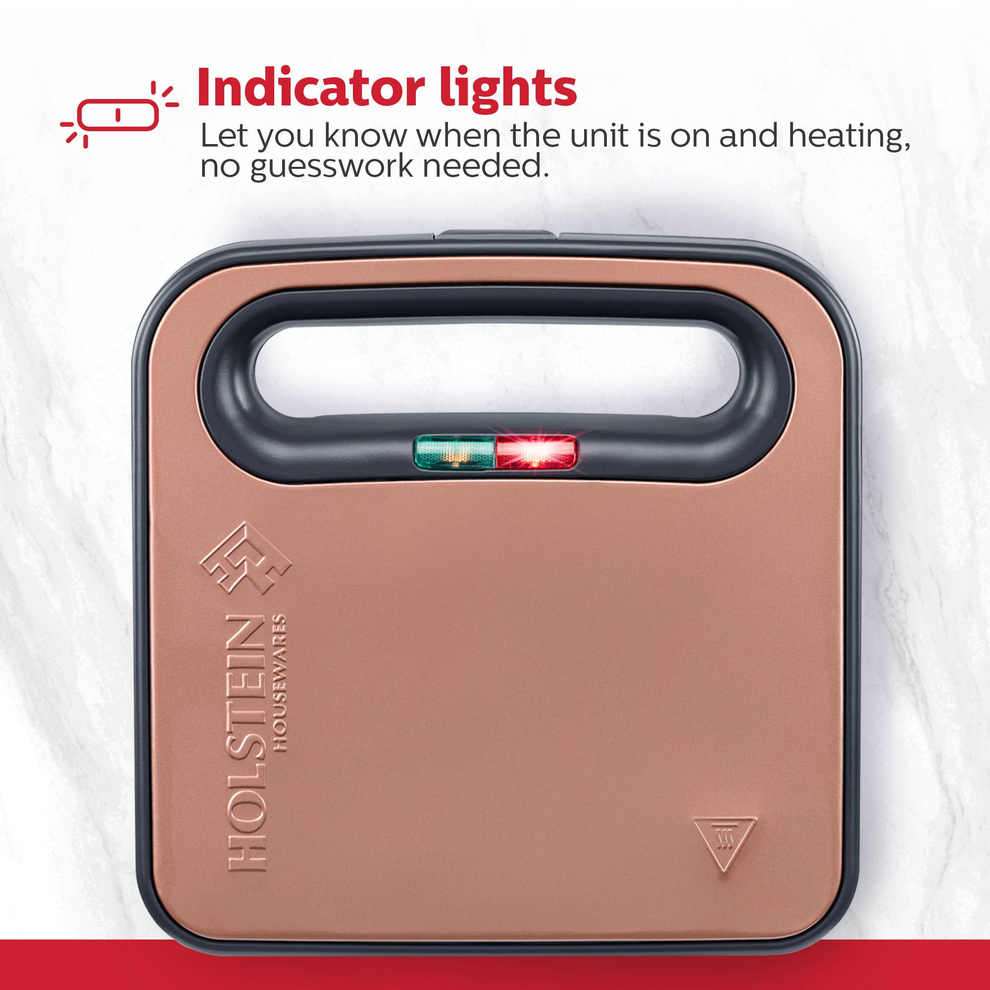 Holstein Housewares - Wholesale Kitchen Appliance - 2-SLICE SANDWICH MAKER & GRIDDLE ROSE GOLD5