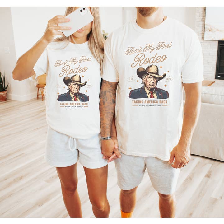NVC Ecommerce LLC - Wholesale T-Shirt (Graphic) - Women's - Donald Trump Tee, Ain't My First Rodeo Tee, Trump Cowboy Tee