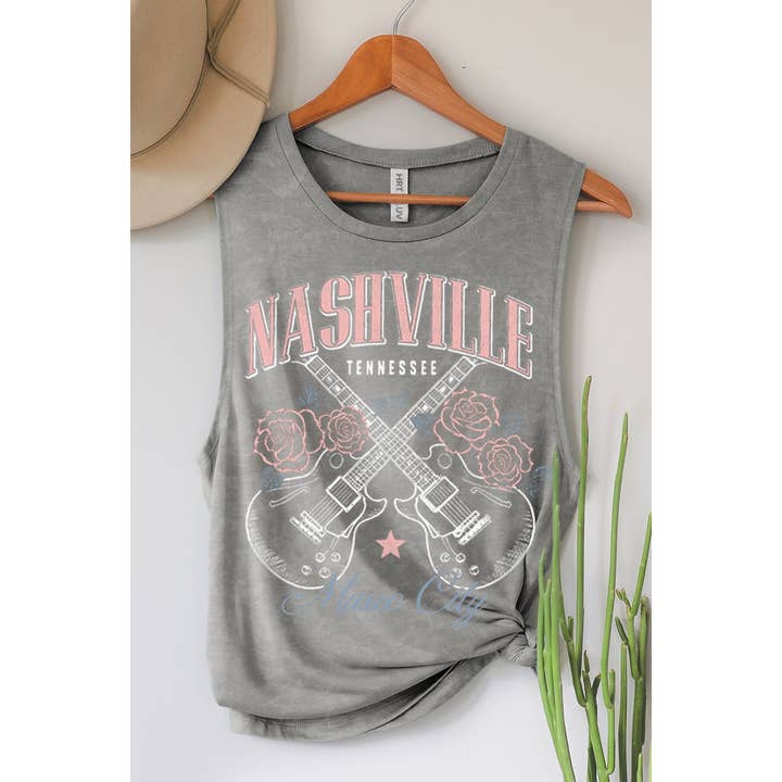 DÉBARDEUR À MOTIF MINÉRAL NASHVILLE MUSIC CITY pour la vente par HRTandLUV