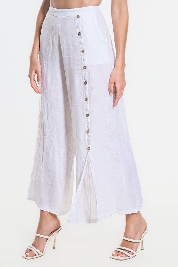 TINA Stephens Italy/Tees By Tina - Vente Pantalon – femme - Pantalon en lin à boutons Gracelynn (PL135)13