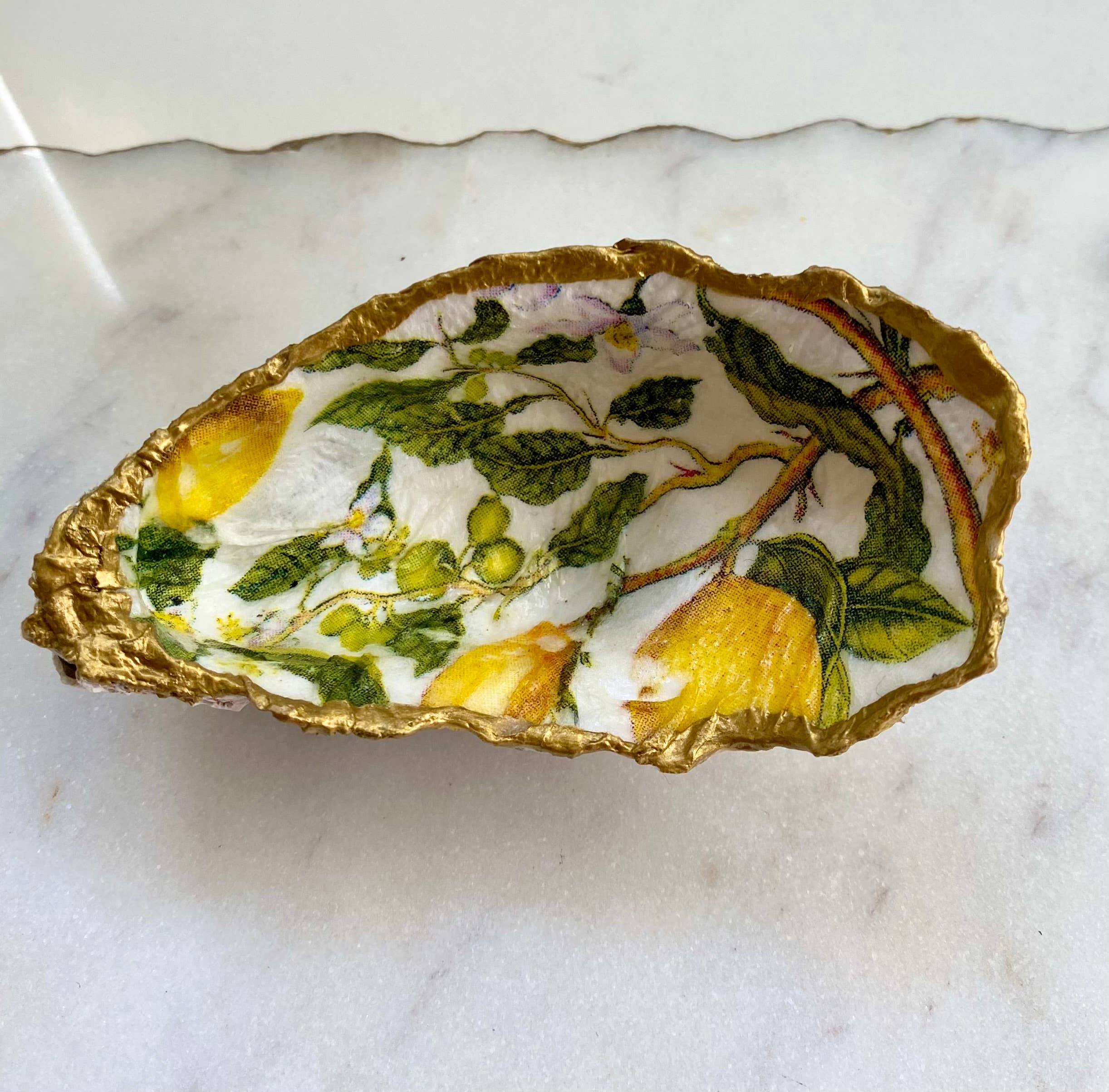Del Mar Designs DC - Wholesale Jewelry Dish - Lemon Print Oyster Shell Jewelry Dish0