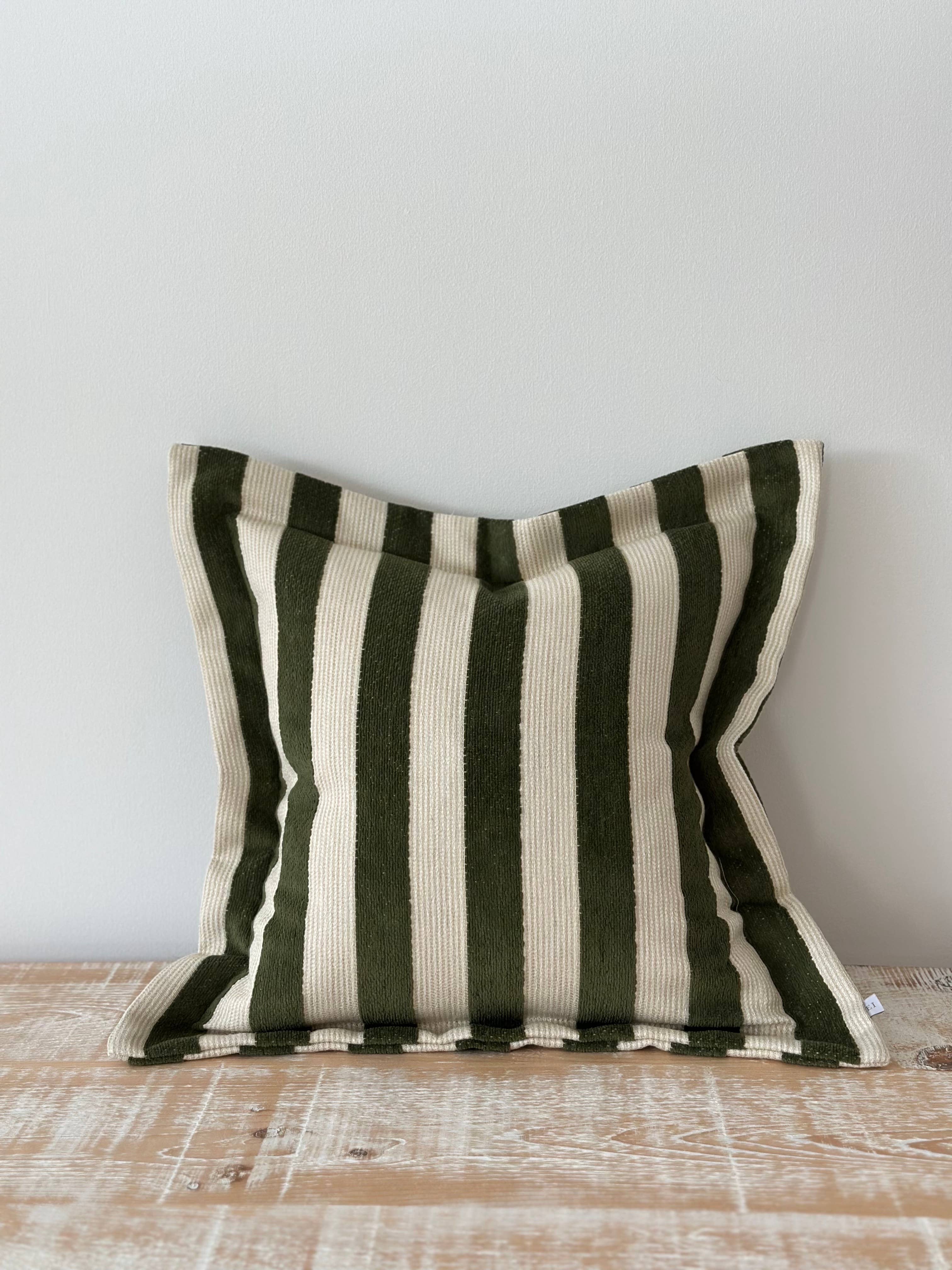 Ellenvale Trade - Wholesale Throw Pillow Cover - Orla Olive Green Stripe Cushion 45x45cm1
