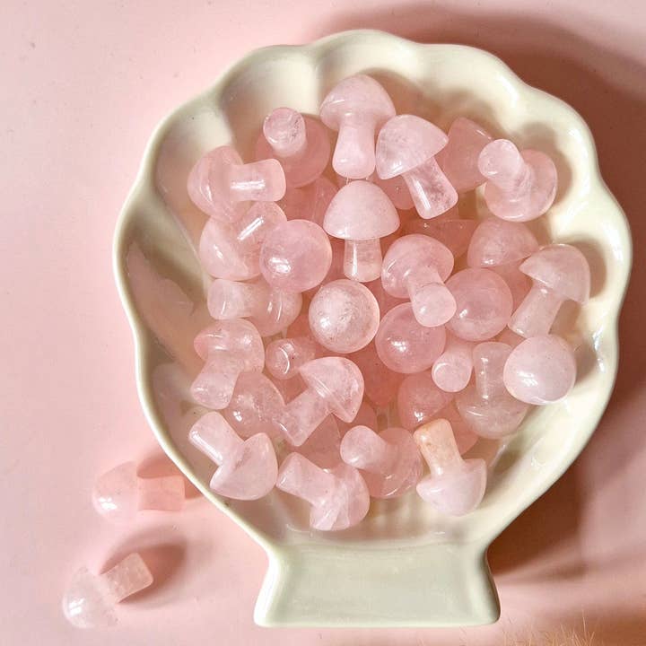 Mini Cogumelo de Pedra Preciosa – Quartzo Rosa (2 cm) por atacado de Moonlight Gemstones