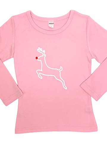 Rudolph en manga larga rosa para venta al por mayor de Little Hoot Designs