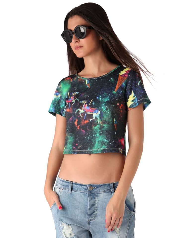 Beskær toppen med illustreret print for engroshandel hos Q2—All Orders:Free Duties for the US,UK,and Canada