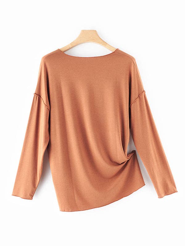 VividLux – wholesale Sleepwear set – Women's – Casual High-Low Solid Color V-Neck Pajama Set11