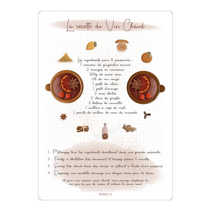 Large Card / Recipe Card "Mulled Wine" for wholesale by Papier Poetic