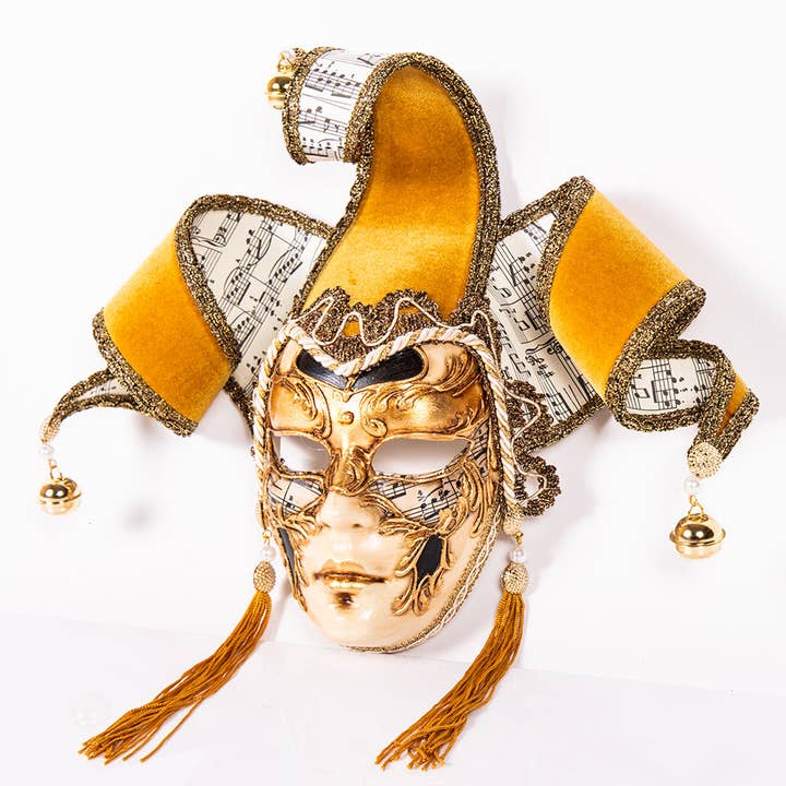 Maschera Tre Ricci Lamè - decoro in foglia oro per la vendita all'ingrosso da parte di Regalmoda