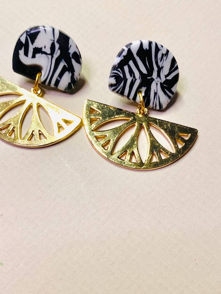 MARIANNE Handmade Polymer Clay Stud Earrings Monochrome for wholesale by Studio Khira