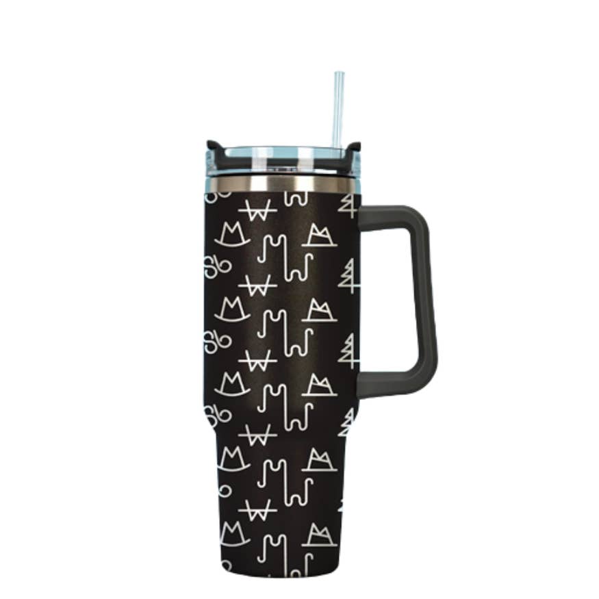 19oz Glass Tumbler with Sleeve and Straw (Black)