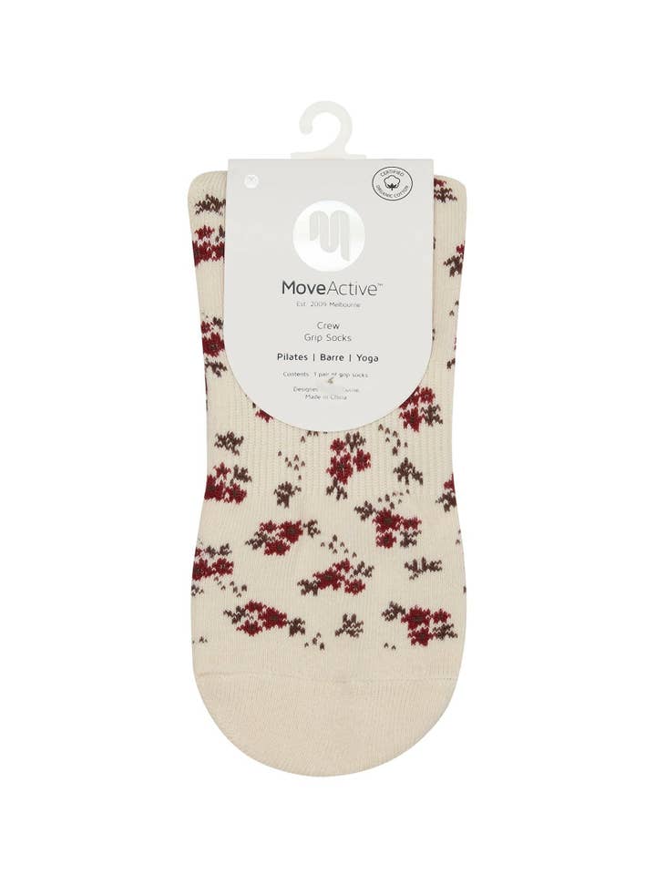MoveActive - Wholesale Socks - Women's - Quarter Crew Non Slip Grip Socks - Ditsy Floral
