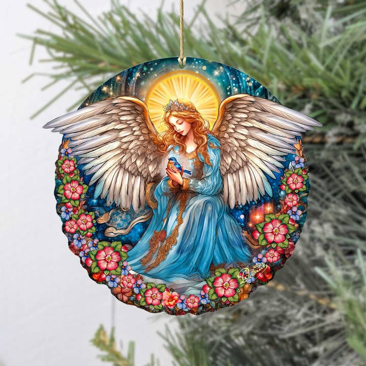 Designocracy - Wholesale Ornament - Guardian Angel Serenity Holiday Wooden Ornaments DeBrekht