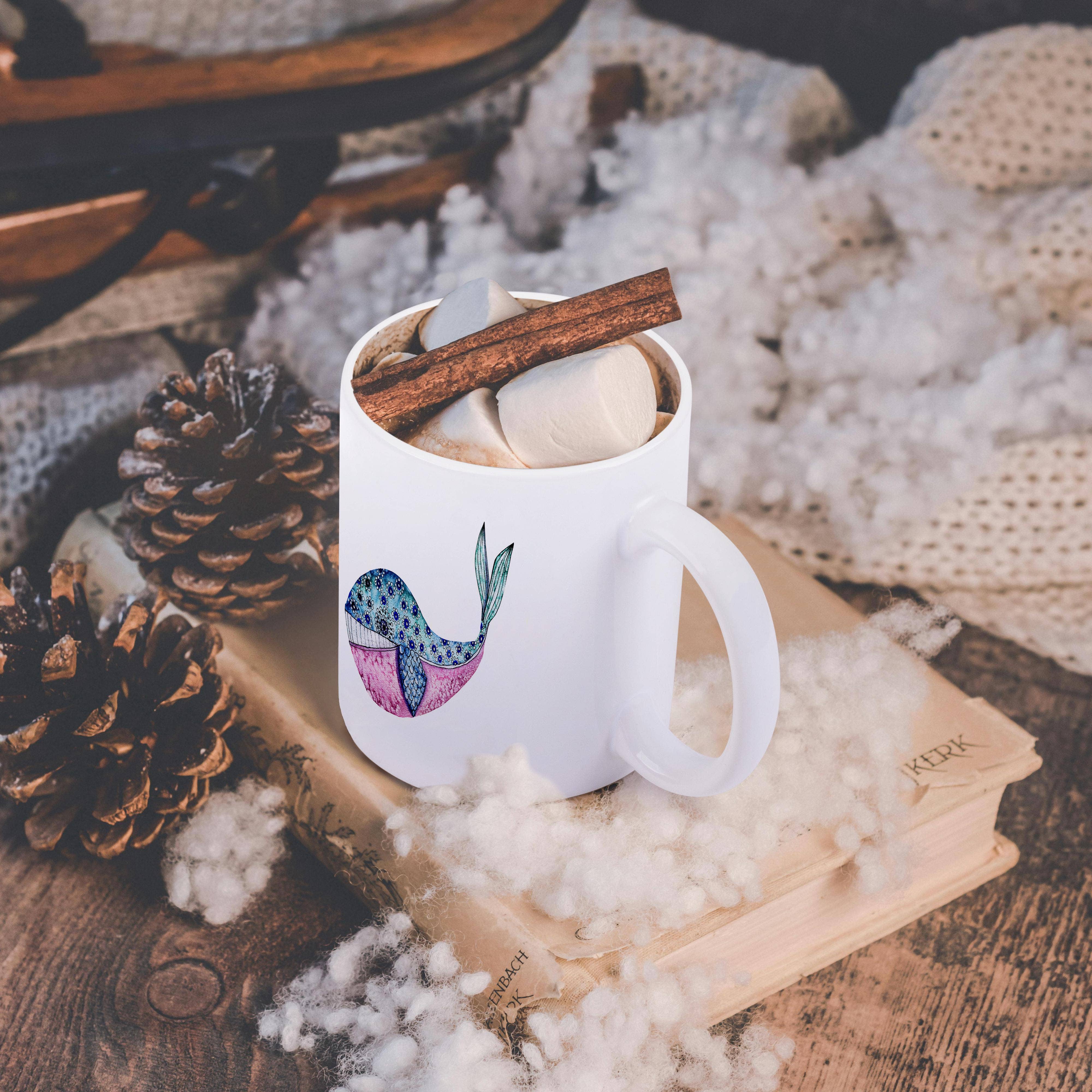 3dRose - Vendita all'ingrosso Tazza - 3dRose, Illustrazione di Balena con Motivo Carino, Tazza11