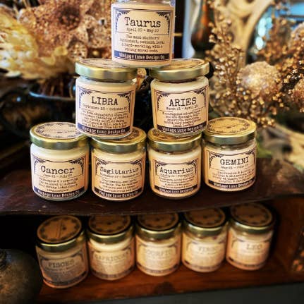 Vintage Luxe Design Co. - Vendita all'ingrosso Candela in vasetto - Taurus Zodiac Horoscope - Candela in cera di soia con cristalli4