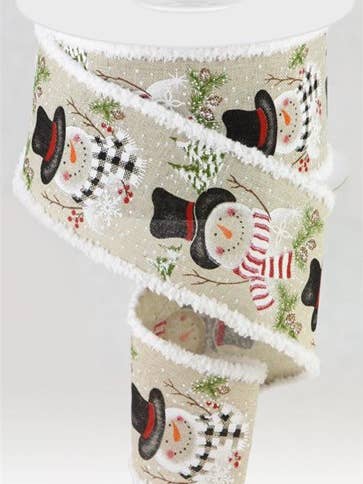 2.5"X10yd Snowman/Pine/Drift Ribbon for wholesale by Amber Marie & Company