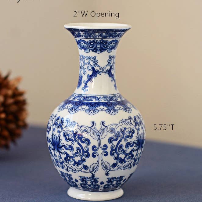 Sweet Home Deco - Wholesale Vase - Chinoiserie Bud Vase, Porcelain Vases, Blue and White Vases