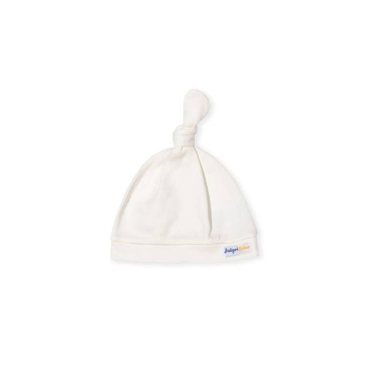 Knotted Beanie - White for wholesale by Indigo & Lellow