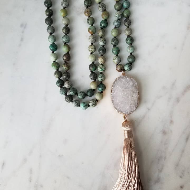 Matte afrikanske turkis Beaded halskæde for engroshandel hos Elle Brands LLC