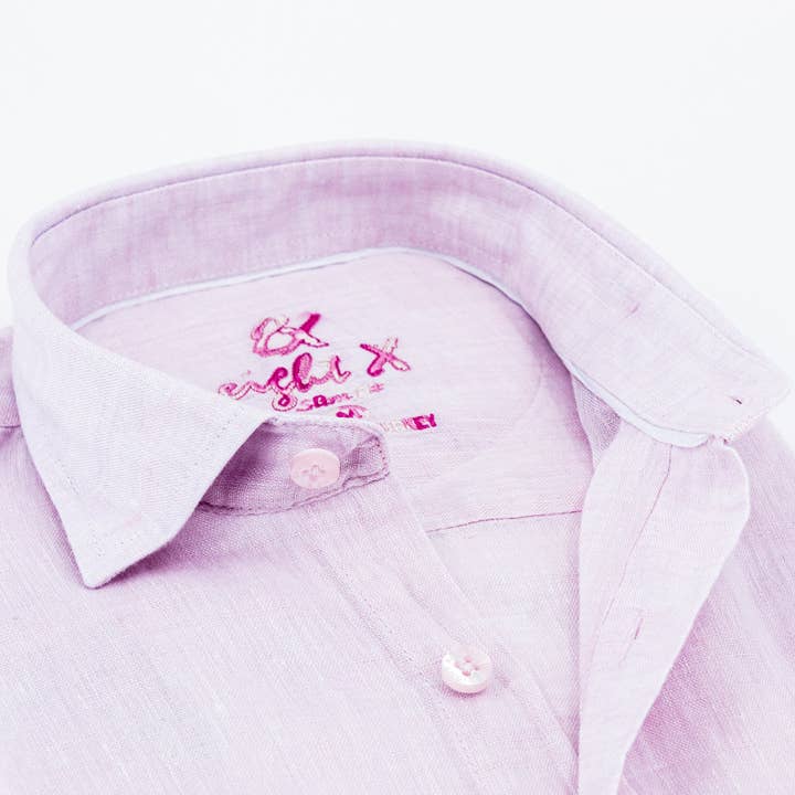 Linen Button Down Shirt - Rosé for wholesale by EIGHT X