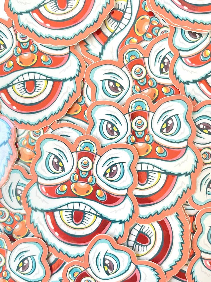 Autocollant Holographique Danseur de Lion pour la vente par Artsyvushop