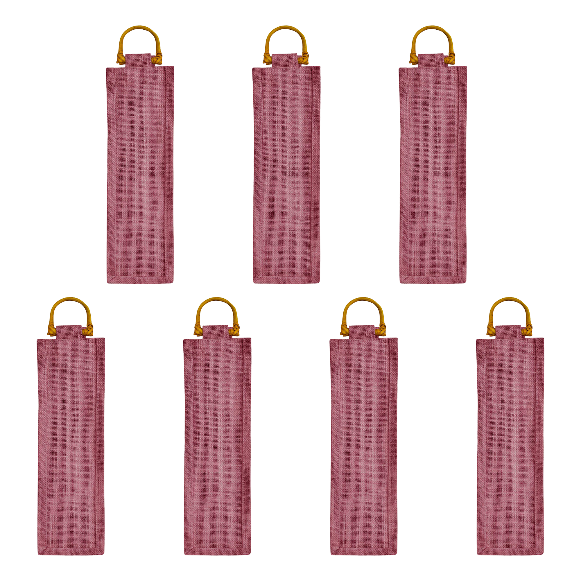ecojutebags - Wholesale Wine Gift Bag - Eco Jute Wine Bags  7-Pack with Wooden D Handles for Gifting0