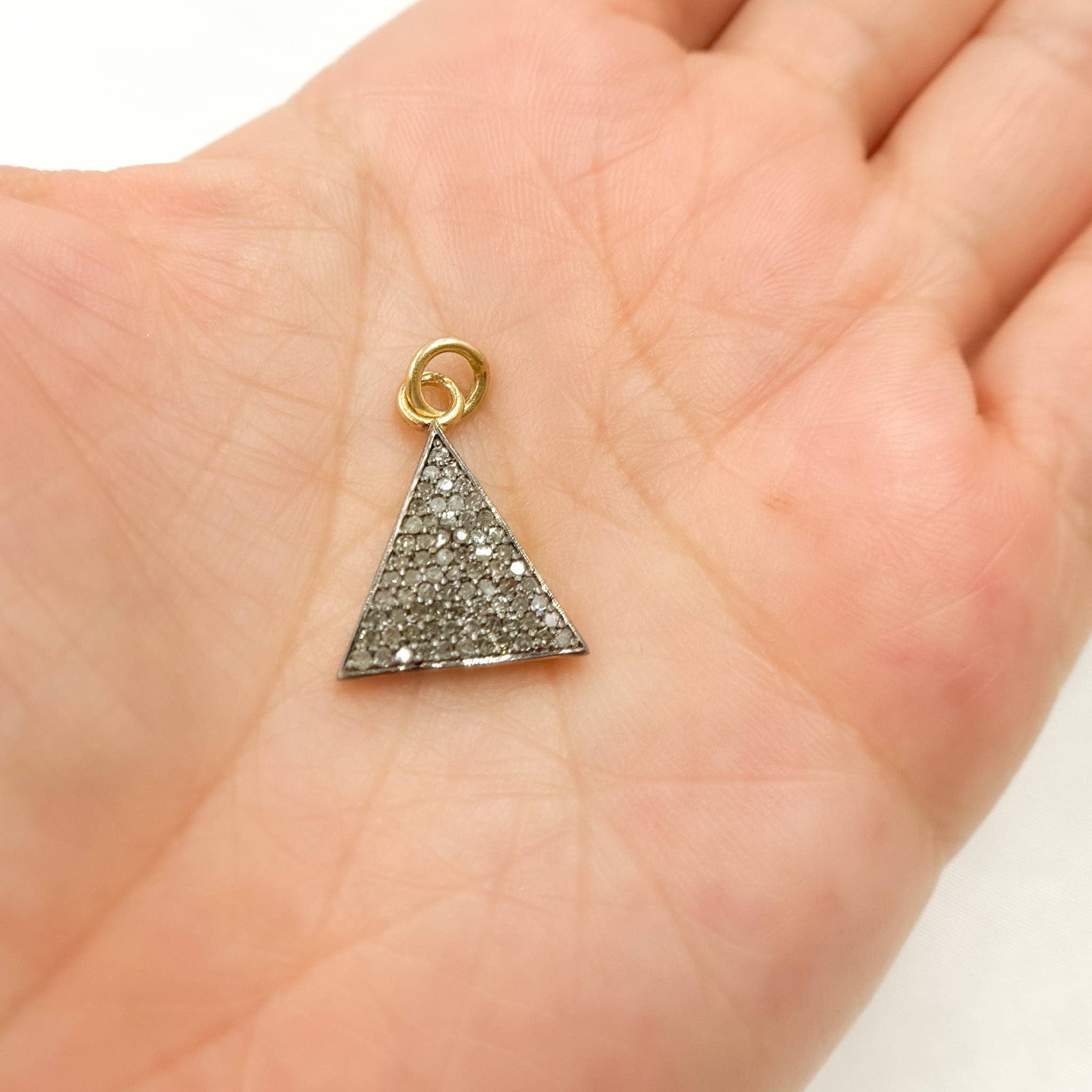 Tresor Jewelry Inc. - Wholesale Individual Charm/Pendant - DC293. Diamond Sterling Silver Triangle Charm2