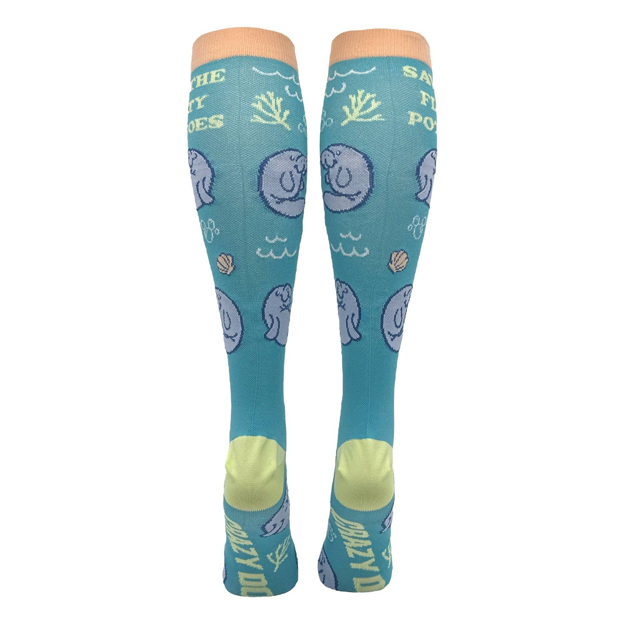 Sauvez les pommes de terre flottantes Sauvez les chaussettes de compression de pommes de terre flottantes graphique animalier en vente sur Faire2