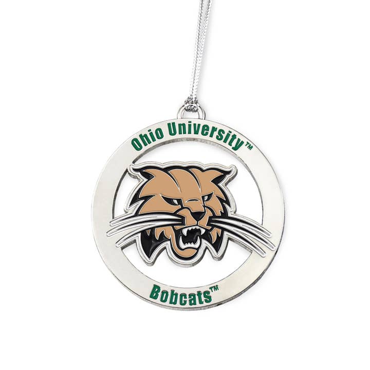 University of Ohio Bobcats Silver Ornament for wholesale by Fan Frenzy Gifts