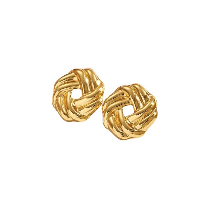 Woven Gold Stud Earrings for wholesale by KMs GEMs