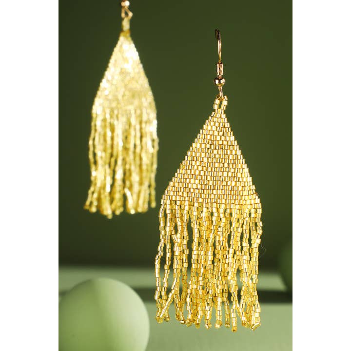 Urbanista - Wholesale Tassel Earrings - Seed Bead Triangle With Fringe Drop Earring 7