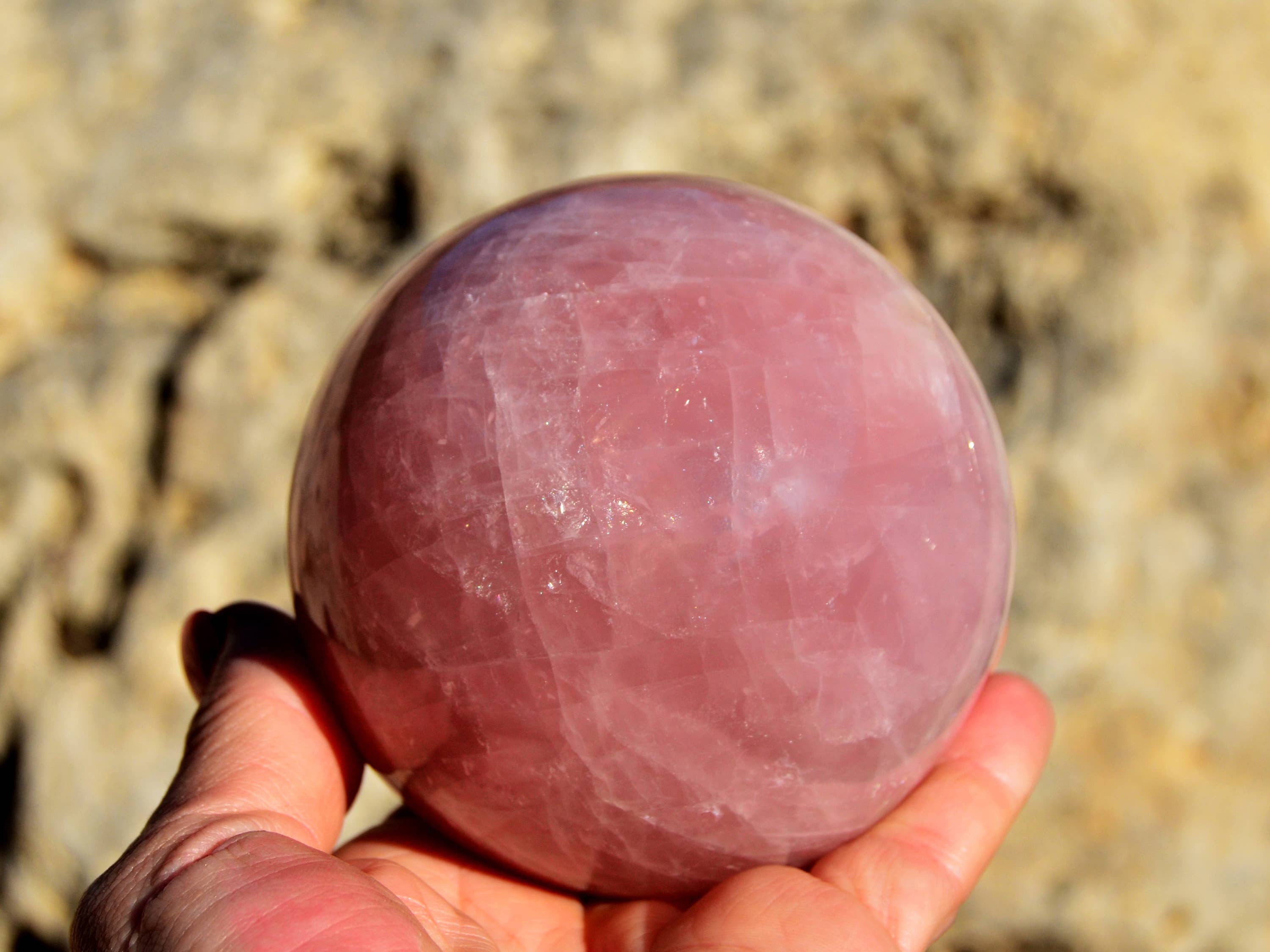 Kaia & Crystals - Wholesale Spiritual Stone/Crystal - XL Rose Quartz Sphere Crystal (70mm - 110mm)7